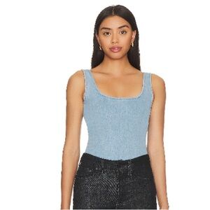 Good American Indigo Denim Tank Bodysuit | Size 3